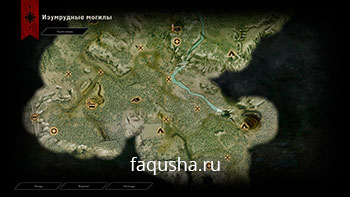 Карта с местоположением астрариумов в Изумрудных могилах в Dragon Age: Inquisition
