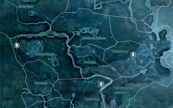 Карта с местоположением просителей с просьбами о доставке предметов во Фронтире в Assassin's Creed 3