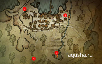 Карта с местоположением эльфки Малены во Флотзаме в The Witcher 2