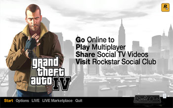 Стартовый экран Grand Theft Auto IV