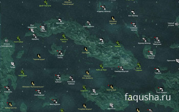 Карта с местоположением чертежей для улучшения корабля в Assassin’s Creed 4: Black Flag
