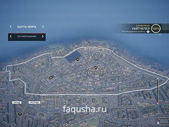 Карта с местоположением запертых золотых сундуков в районе Уайтчепел в Assassin's Creed: Syndicate