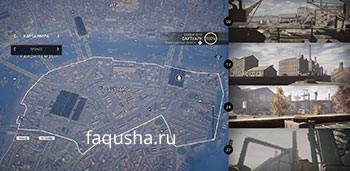 Карта с местоположением музыкальных шкатулок с ключами от хранилища Ружа в районе Саутуарк в Assassin's Creed: Syndicate