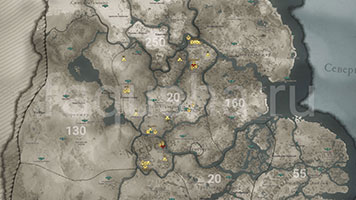 Карта с расположением всего состояния в Ледечестершире в Assassin's Creed Valhalla