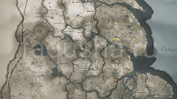 Карта с расположением всего состояния в Линкольншире в Assassin's Creed Valhalla