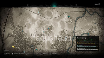 Карта с расположением светлячков в Глостершире в Assassin's Creed Valhalla