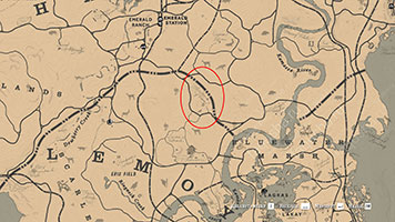 Карта с расположением свинофермы Абердинов в RDR2